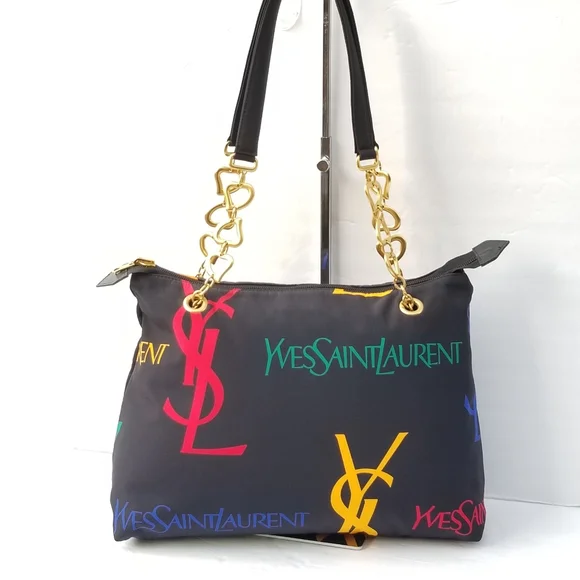Gorgeous Vintage YSL Yves Saint Laurent Monogram canvas shoulder Tote handbag